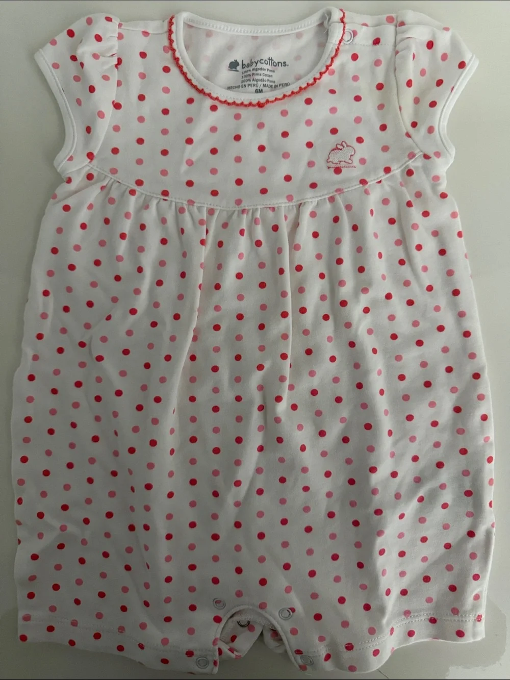 babycottons White and Pink Polka Dot Infant Romper Pajama